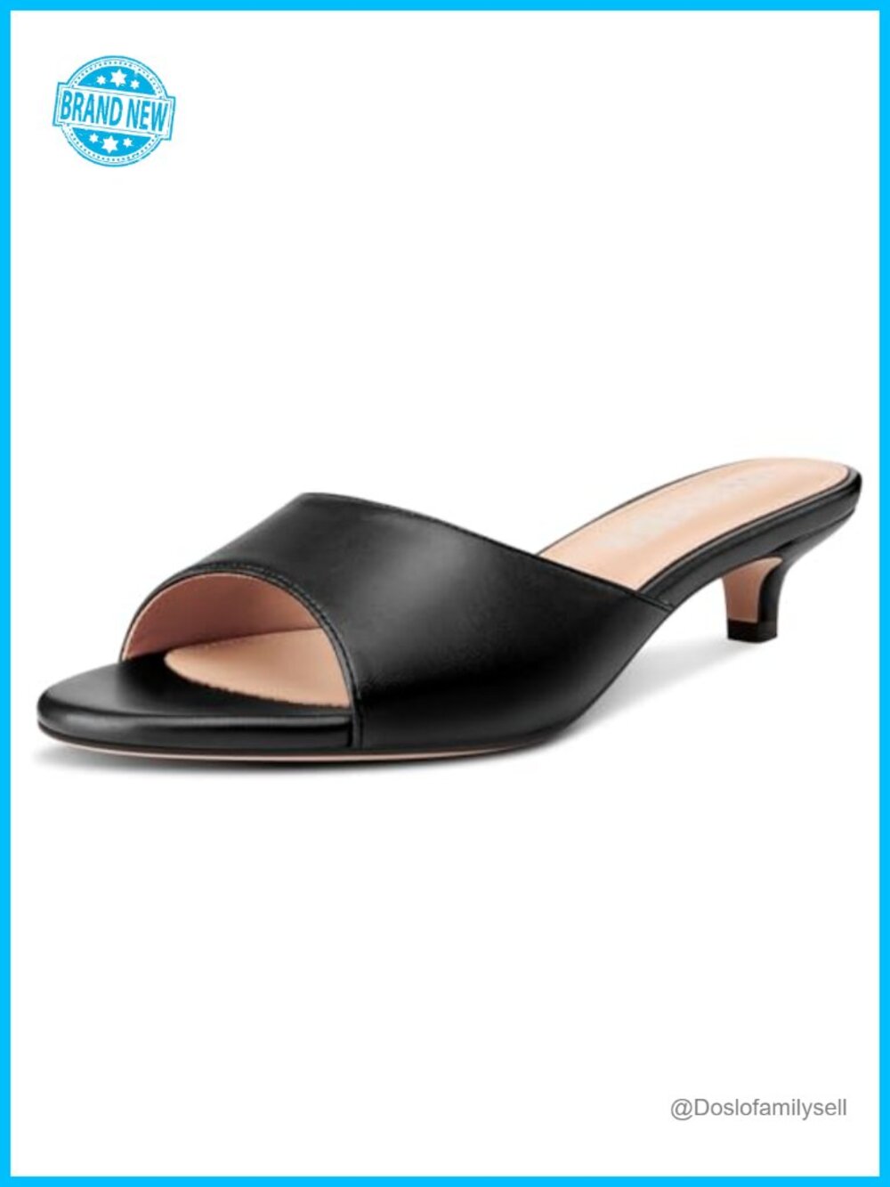 Womens Low Kitten Heel Open Toe Slingback Sandals Mules Summer Party Dress Shoes